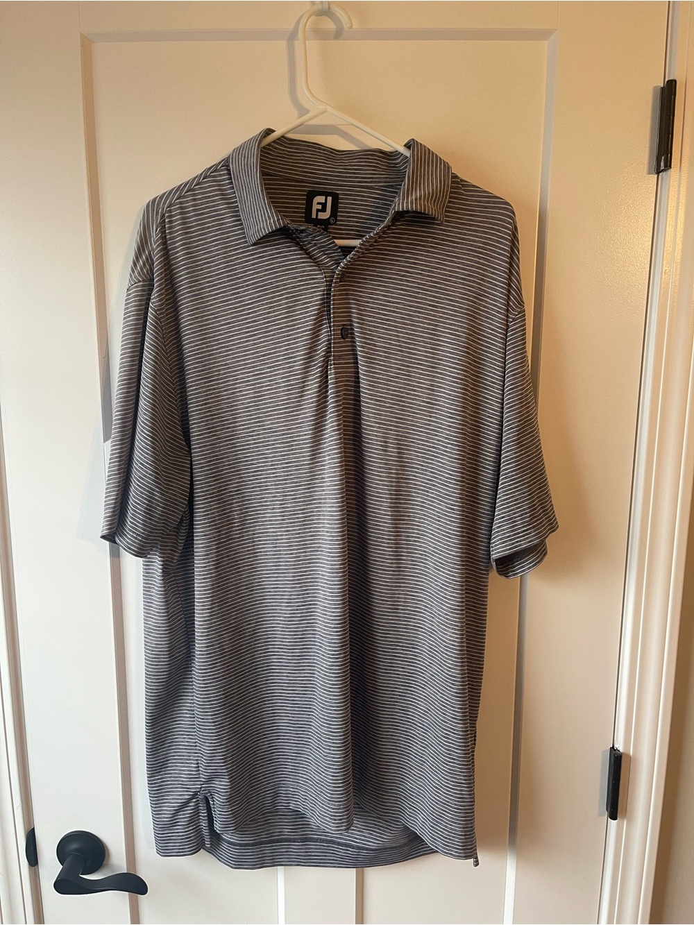 FootJoy Men's Large Gray Striped Performance Golf Polo